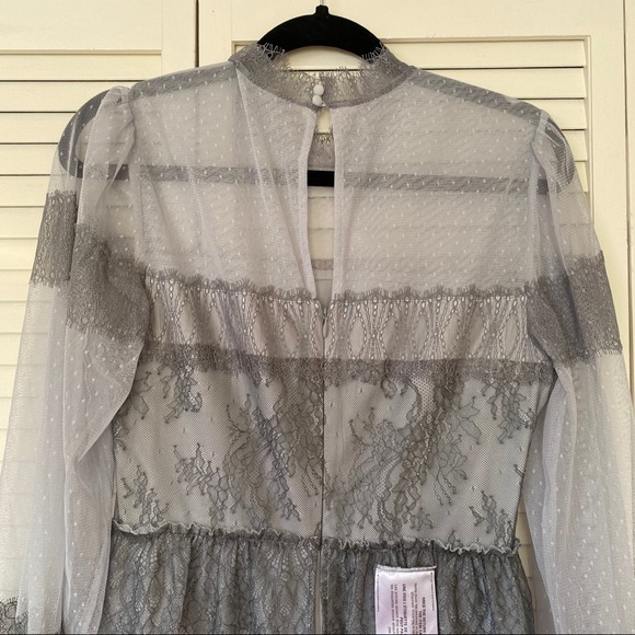 BCBG Maxazria Two-Tone Panel Lace Tulle Dress - Picture 4 of 10